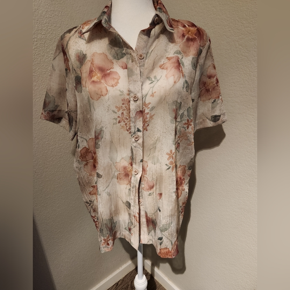 Alfred Dunner Sheer Floral Blouse